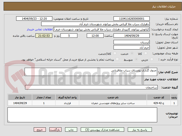 تصویر کوچک آگهی جدول گذاری روستای سراب ملاقربانی