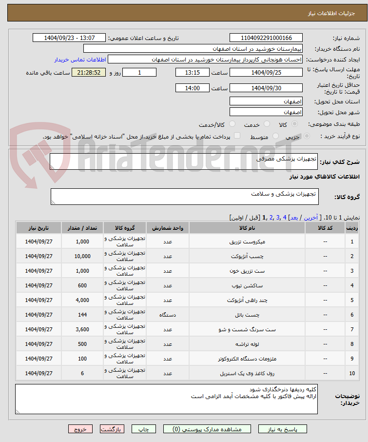 تصویر کوچک آگهی تجهیزات پزشکی مصرفی