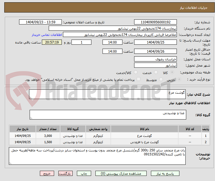 تصویر کوچک آگهی گوشت مرغ