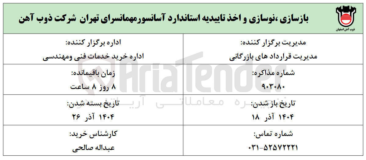 تصویر کوچک آگهی بازسازی ، نوسازی و اخذ تاییدیه استاندارد آسانسور مهمانسرا