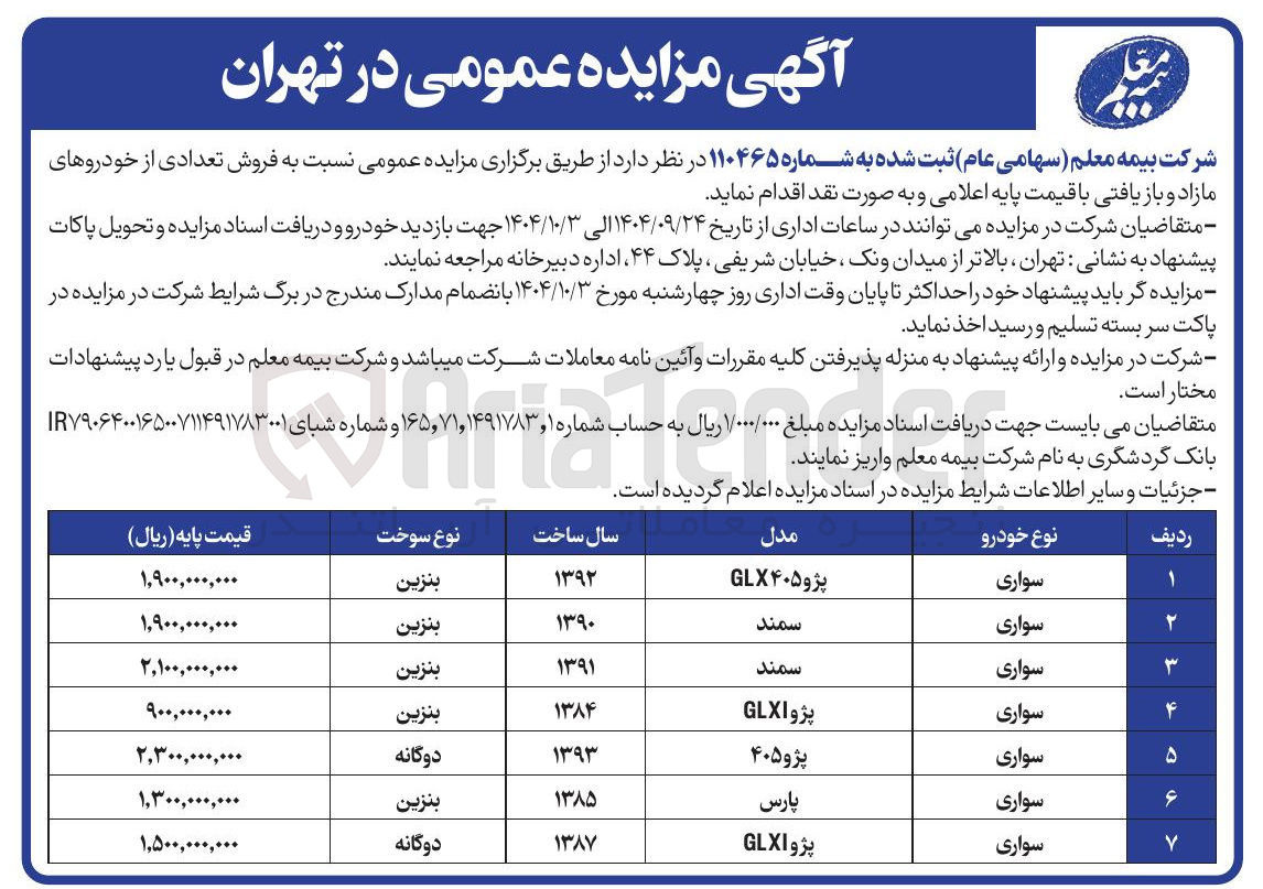 تصویر کوچک آگهی  فروش تعدادی از خودروهای مازاد و بازیافتی