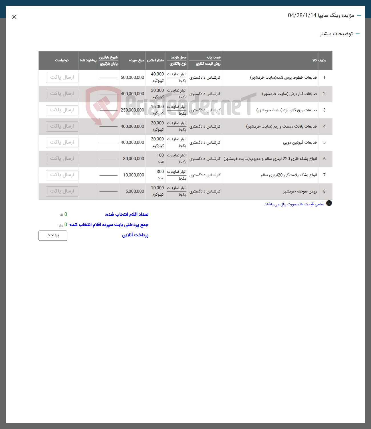 تصویر کوچک آگهی فروش ضایعات خطوط پرس شده -  ضایعات کنار برش -  ضایعات ورق گالوانیزه - ضایعات بلانک دیسک و ریم - ضایعات گیوتین ذوبی - انواع بشکه فلزی 220 لیتری سالم و معیوب - انواع بشکه پلاستیکی 20 لیتری سالم - روغن سوخته 