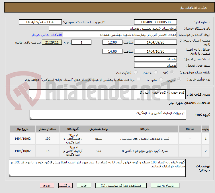 تصویر کوچک آگهی گروه خونی و گروه خونی آنتی D