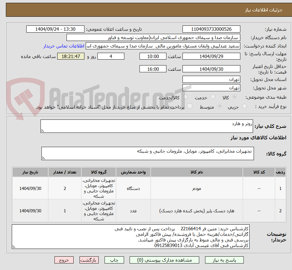 تصویر کوچک آگهی روتر و هارد 