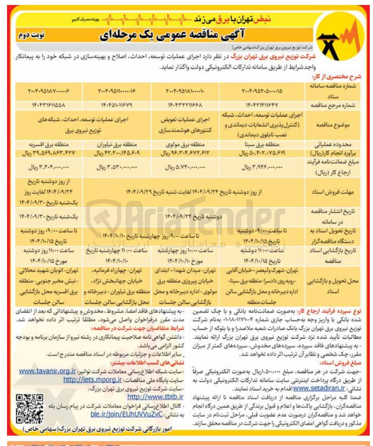 تصویر کوچک آگهی اجرای عملیات تعویض کنتورهای هوشمند سازی