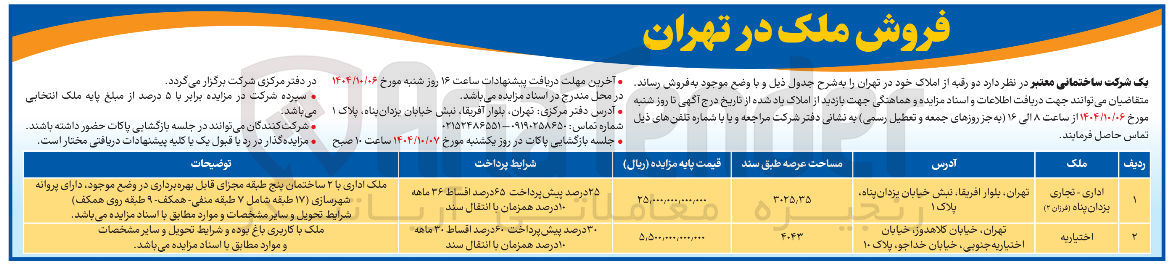 تصویر کوچک آگهی فروش ملک