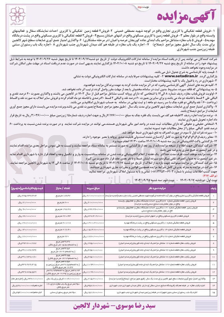 تصویر کوچک آگهی فروش و اجاره زمین و املاک