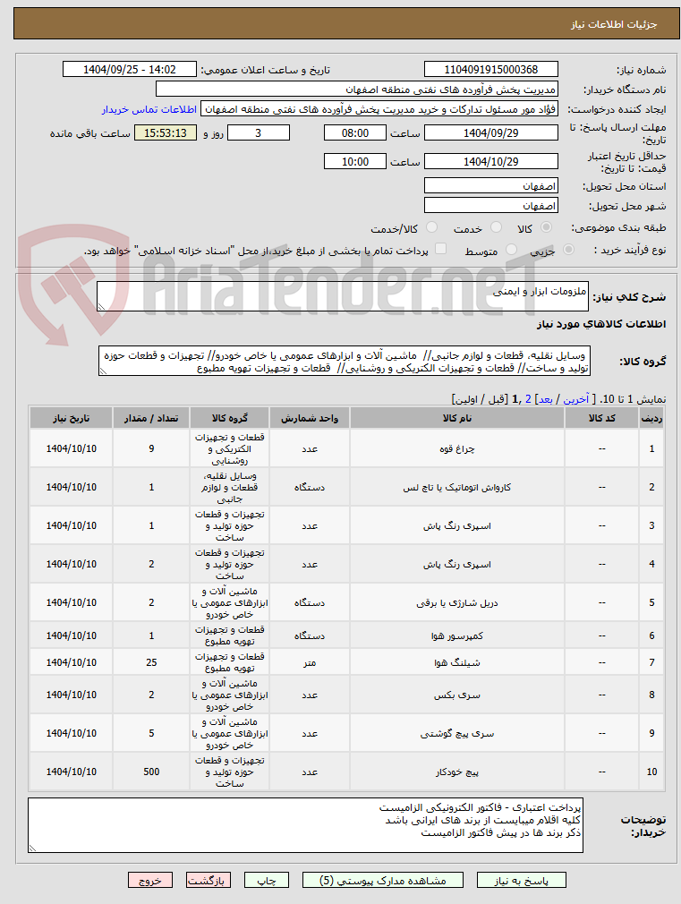 تصویر کوچک آگهی ملزومات ابزار و ایمنی