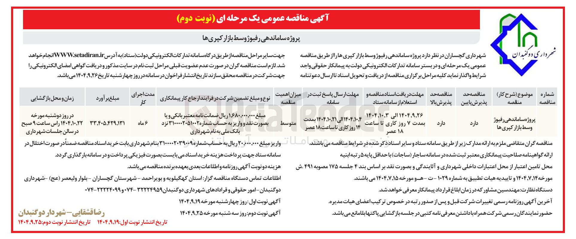 تصویر کوچک آگهی پروژه ساماندهی رفیوژ وسط بازار کپری ها 