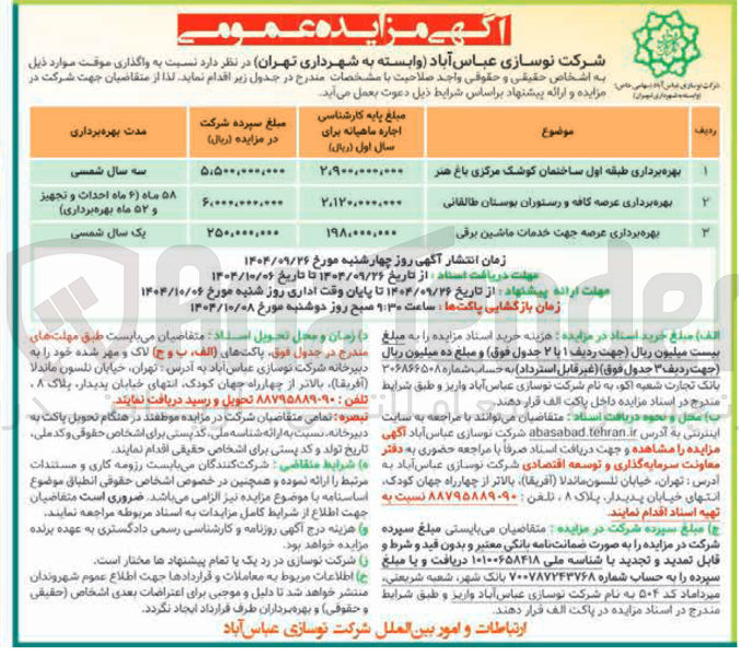 تصویر کوچک آگهی بهره برداری موقت از اماکن