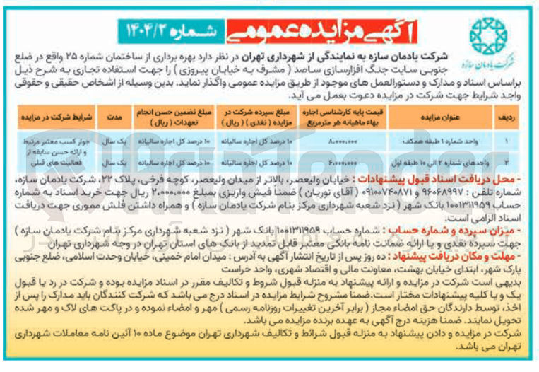 تصویر کوچک آگهی واحد شماره ۱ طبقه همکف 
