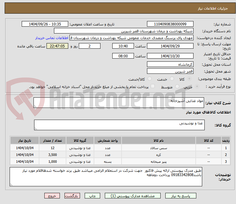 تصویر کوچک آگهی مواد غذایی آشپزخانه