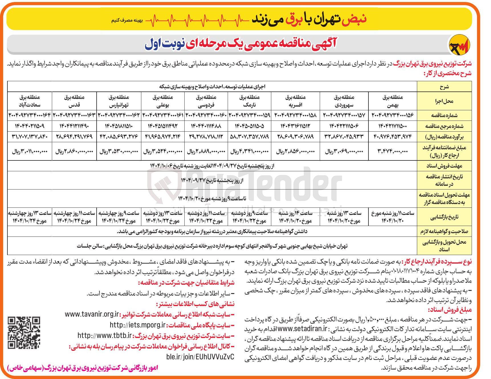 تصویر کوچک آگهی اجرای عملیات توسعه احداث و اصلاح و بهینه سازی شبکه 