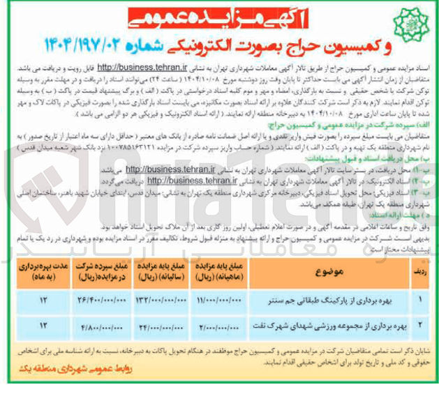 تصویر کوچک آگهی بهره برداری از اماکن