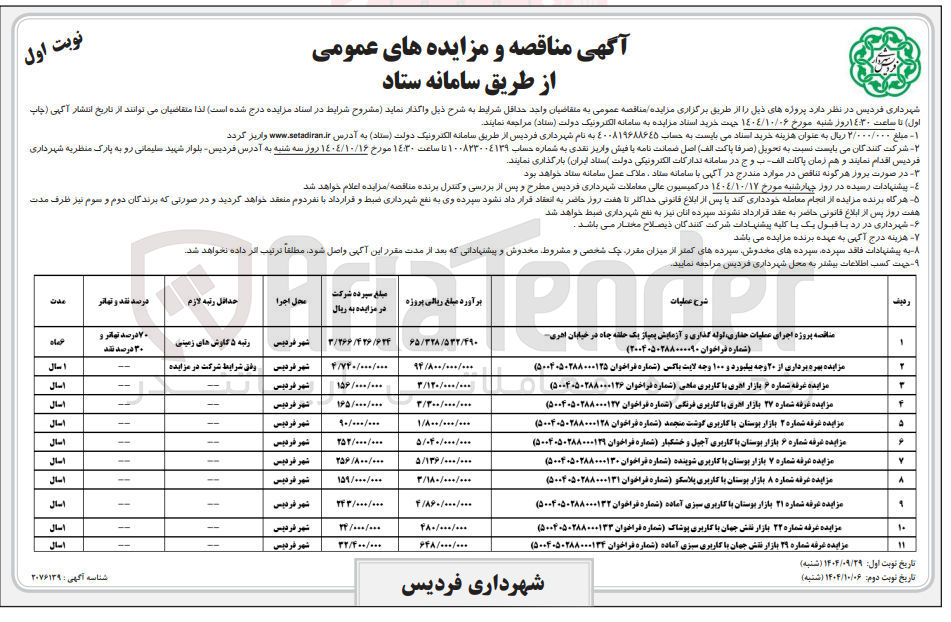 تصویر کوچک آگهی بهره برداری از ۲۰ وجه بیلبورد و ۱۰۰ وجه لایت باکس 