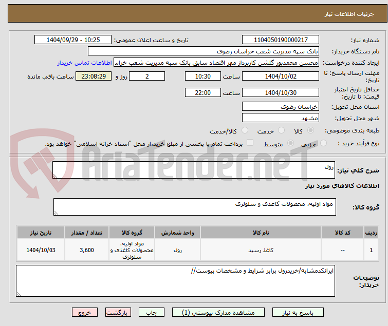 تصویر کوچک آگهی رول