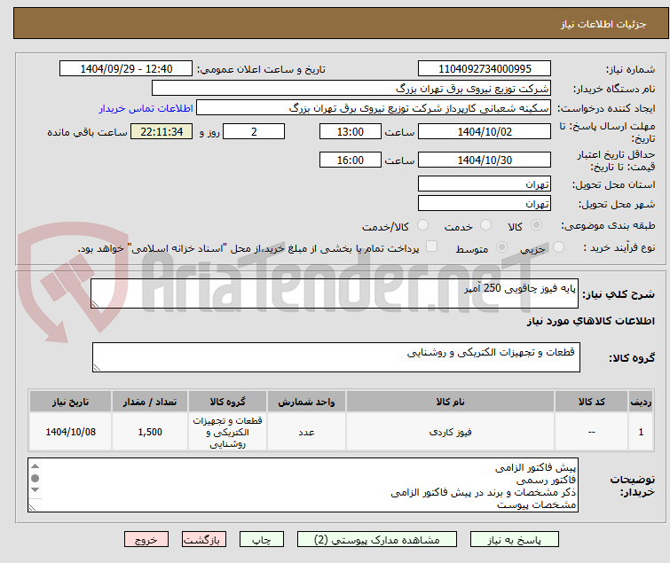 تصویر کوچک آگهی پایه فیوز چاقویی 250 آمپر
