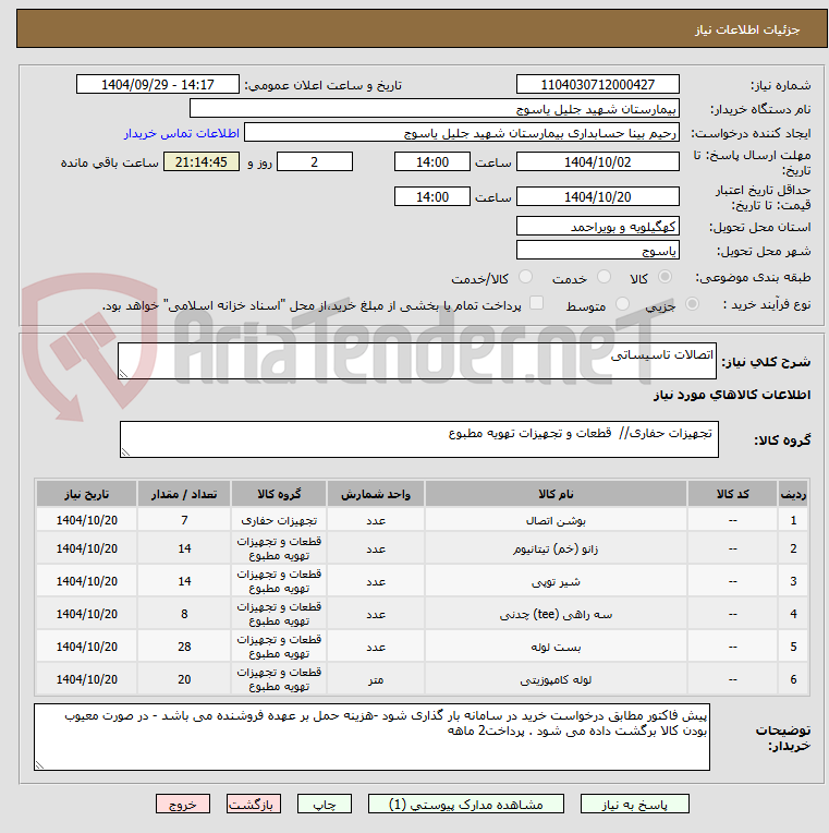 تصویر کوچک آگهی اتصالات تاسیساتی 