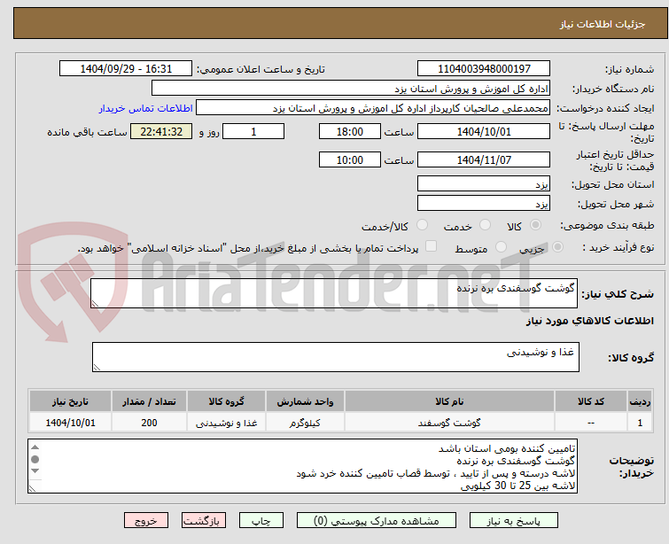 تصویر کوچک آگهی گوشت گوسفندی بره نرنده
