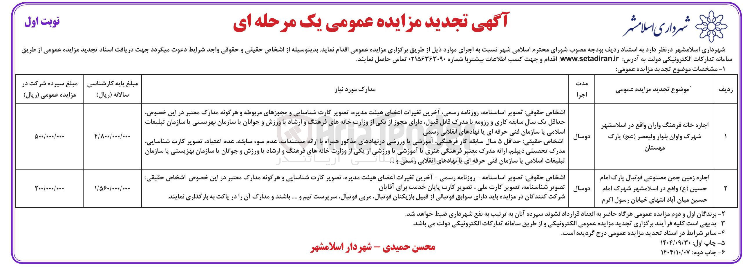 تصویر کوچک آگهی اجاره زمین چمن مصنوعی فوتبال 