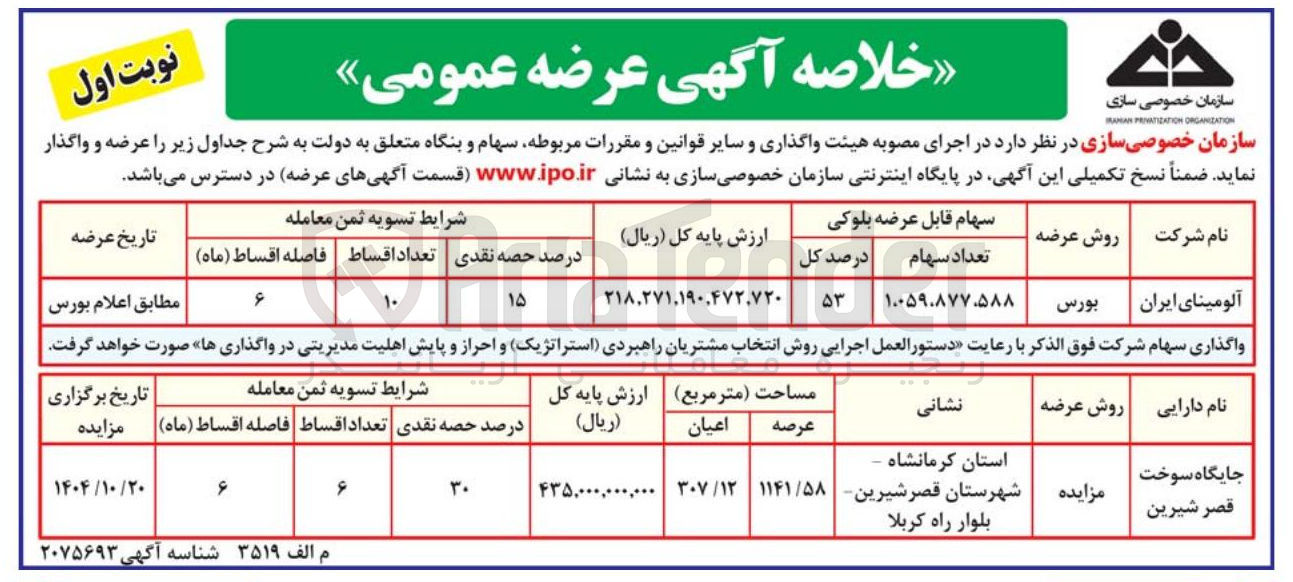تصویر کوچک آگهی فروش بنگاه ها