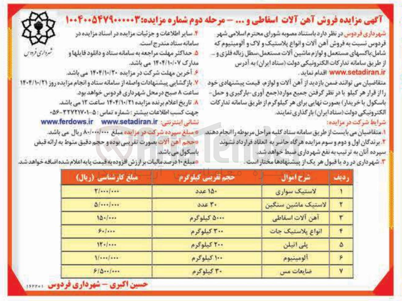تصویر کوچک آگهی آهن آلات اسقاطی 
