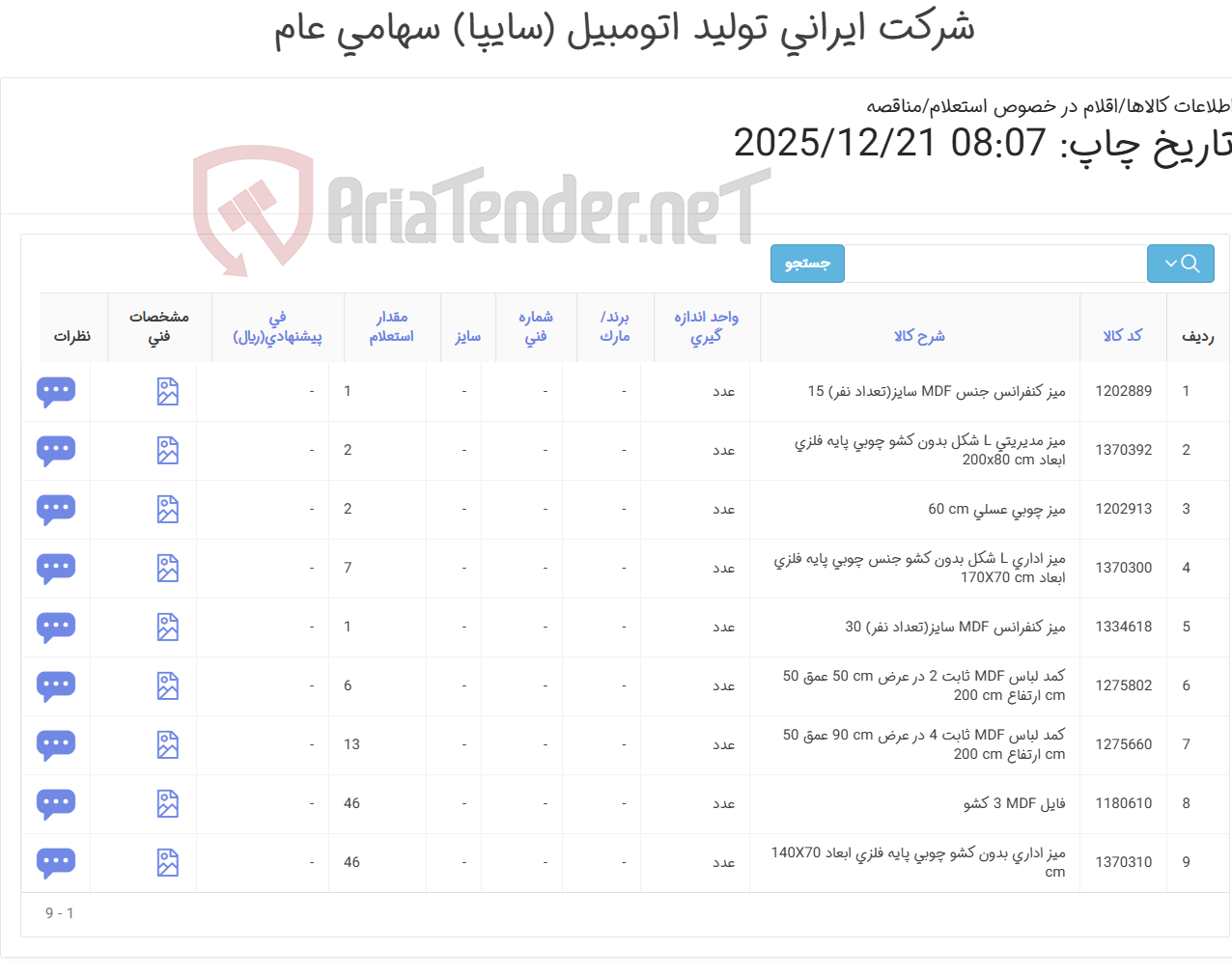 تصویر کوچک آگهی اقلام اداری