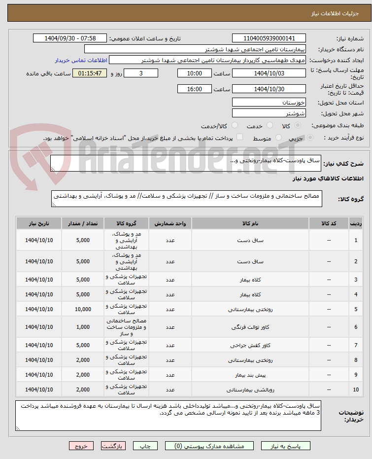 تصویر کوچک آگهی ساق پاودست-کلاه بیمار-روتختی و...