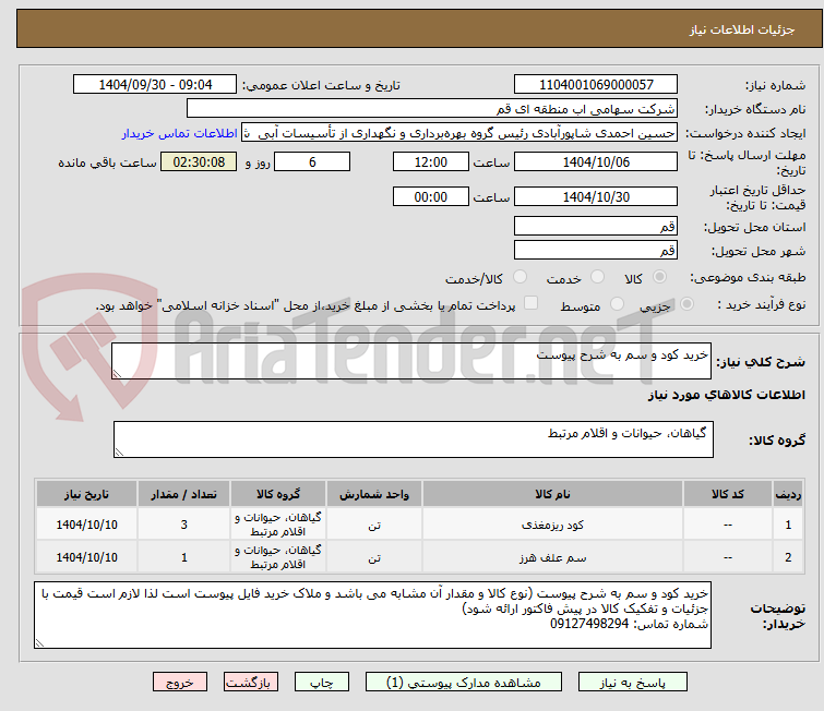تصویر کوچک آگهی خرید کود و سم به شرح پیوست