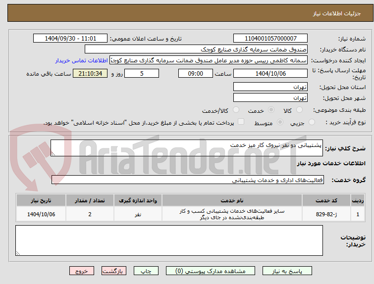 تصویر کوچک آگهی پشتیبانی دو نفر نیروی کار میز خدمت