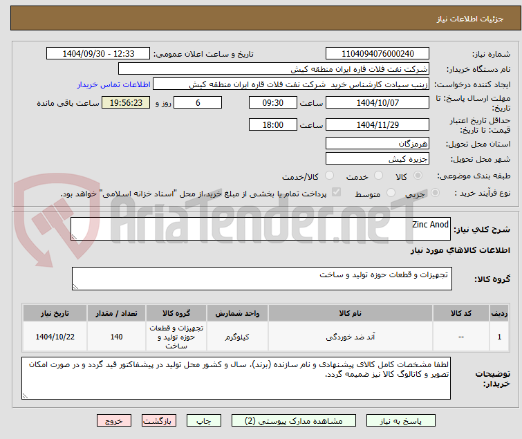 تصویر کوچک آگهی Zinc Anod
