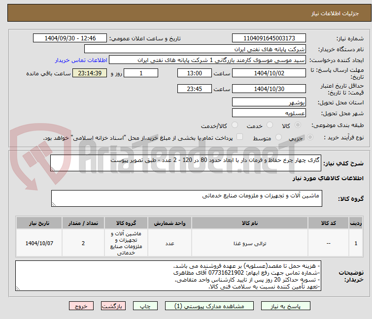 تصویر کوچک آگهی گاری چهار چرخ حفاظ و فرمان دار با ابعاد حدود 80 در 120 - 2 عدد - طبق تصویر پیوست