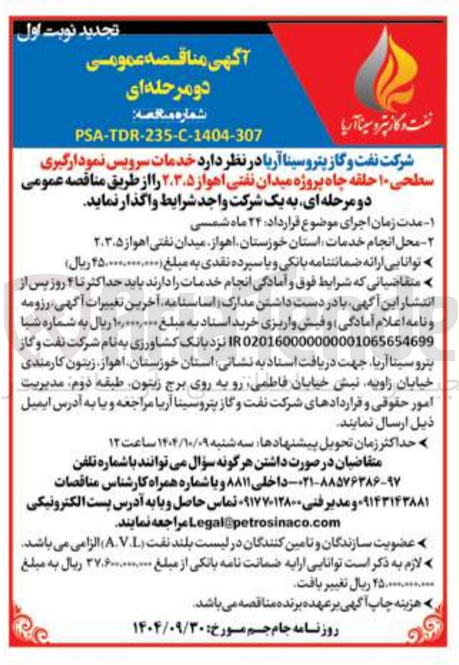 تصویر کوچک آگهی خدمات سرویس نمودارگیری سطحی ۱۰ حلقه چاه 