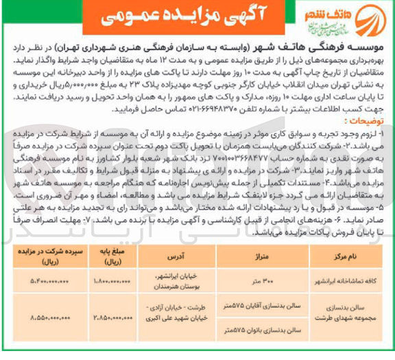 تصویر کوچک آگهی بهره برداری مجموعه ه
