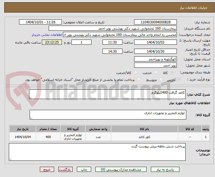 تصویر کوچک آگهی کاغذ گرافت 400کیلوگرم