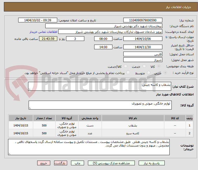 تصویر کوچک آگهی بشقاب و کاسه چینی