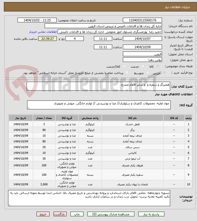 تصویر کوچک آگهی همبرگز و سفره و  و سایر اقلام مندرج 