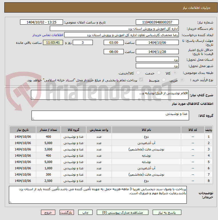 تصویر کوچک آگهی اقلام نوشیدنی از قبیل:نوشابه و...