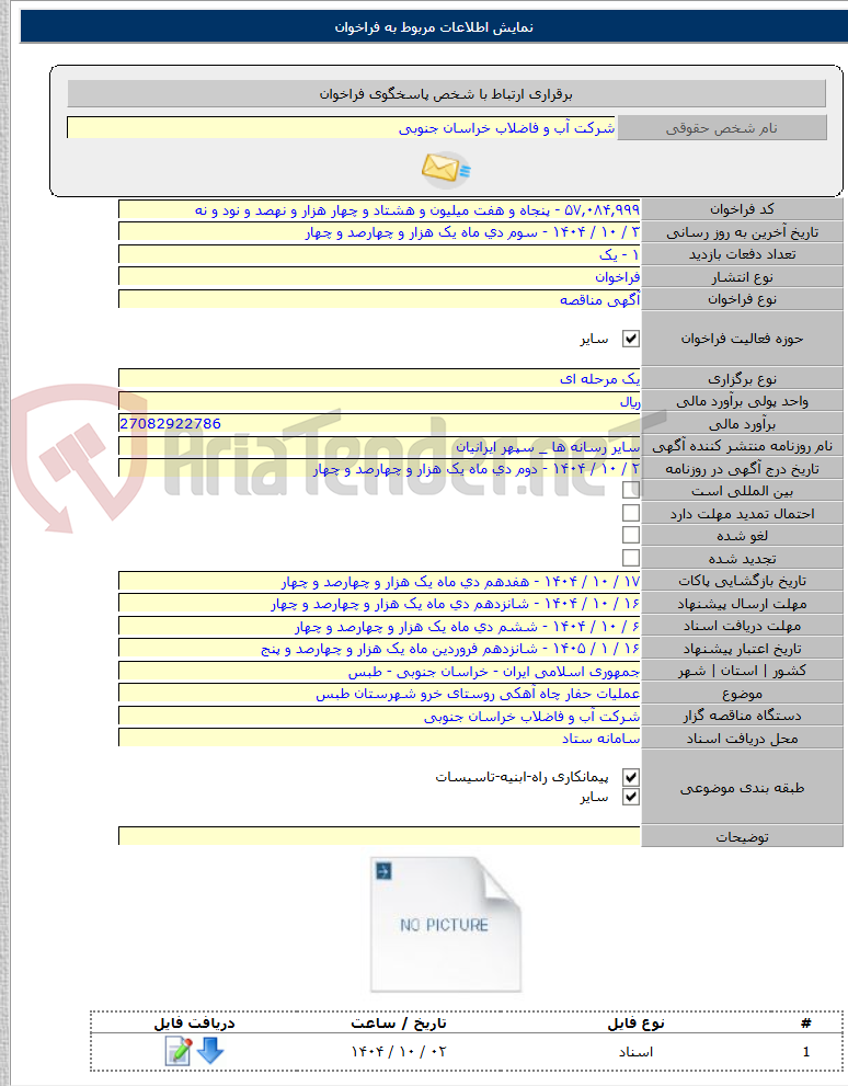 تصویر کوچک آگهی عملیات حفار چاه آهکی روستای خرو شهرستان طبس