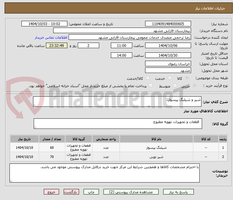تصویر کوچک آگهی شیر و شیلنگ پیسوار.