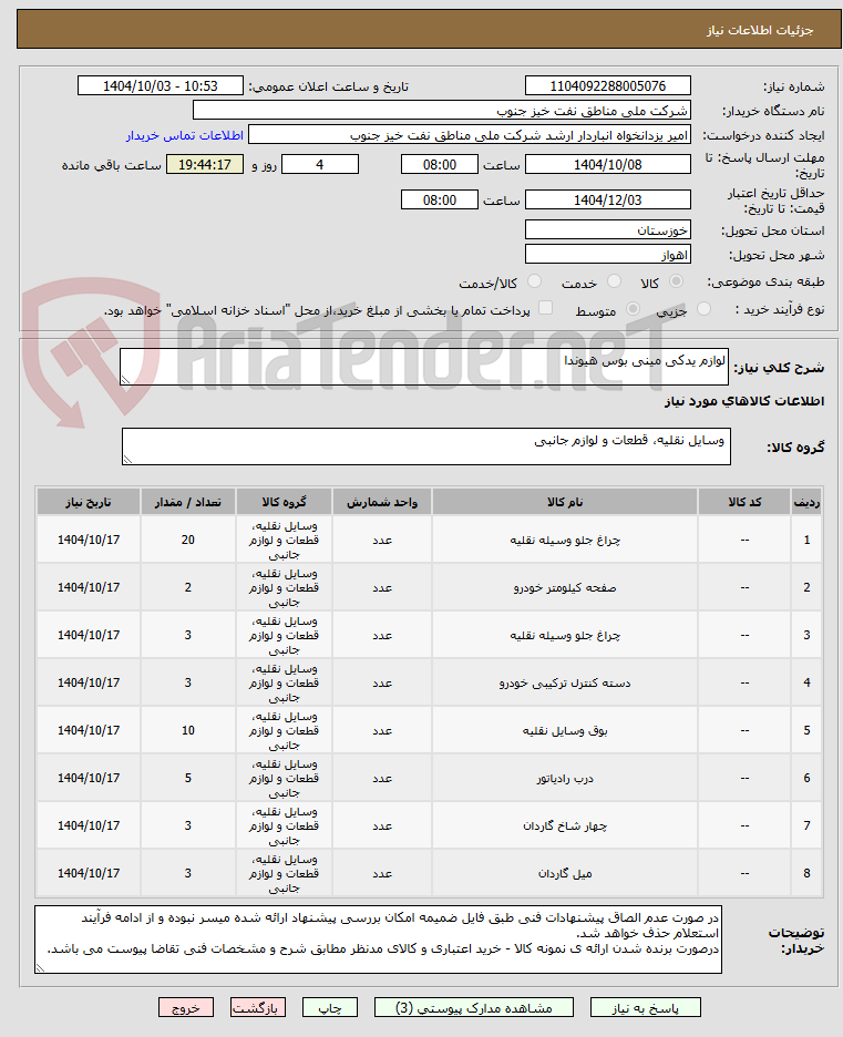 تصویر کوچک آگهی لوازم یدکی مینی بوس هیوندا