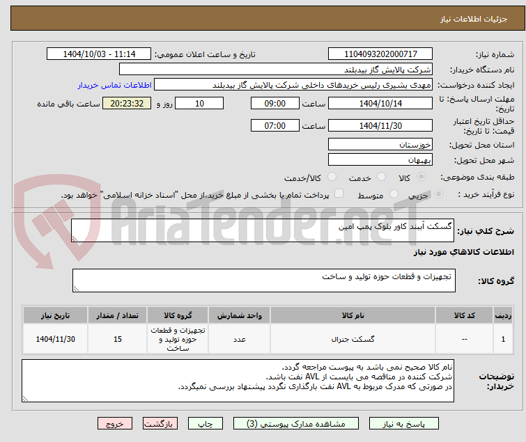 تصویر کوچک آگهی گسکت آببند کاور بلوک پمپ امین