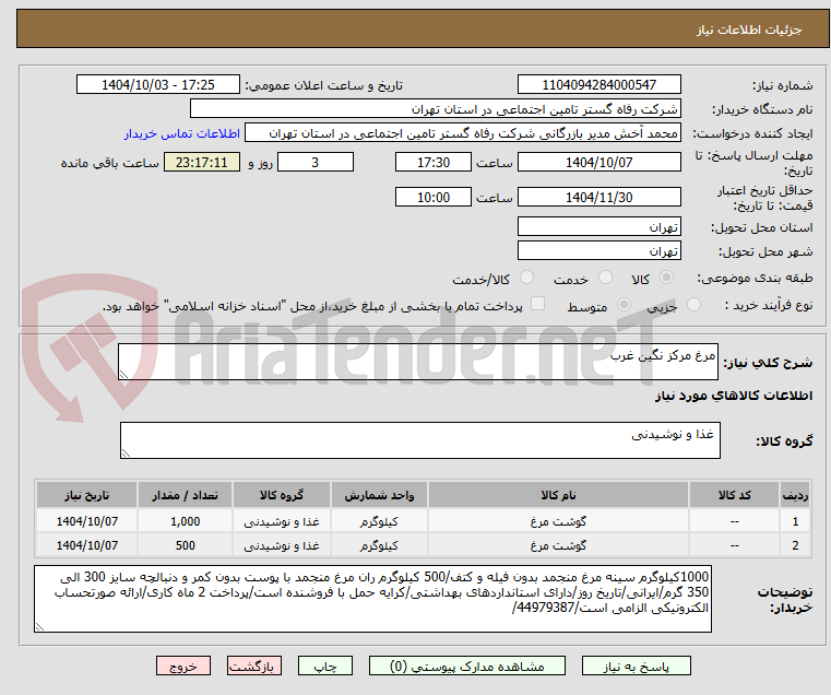 تصویر کوچک آگهی مرغ مرکز نگین غرب