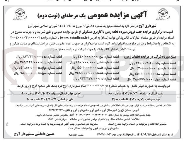 تصویر کوچک آگهی فروش سیزده قطعه زمین با کاربری مسکونی