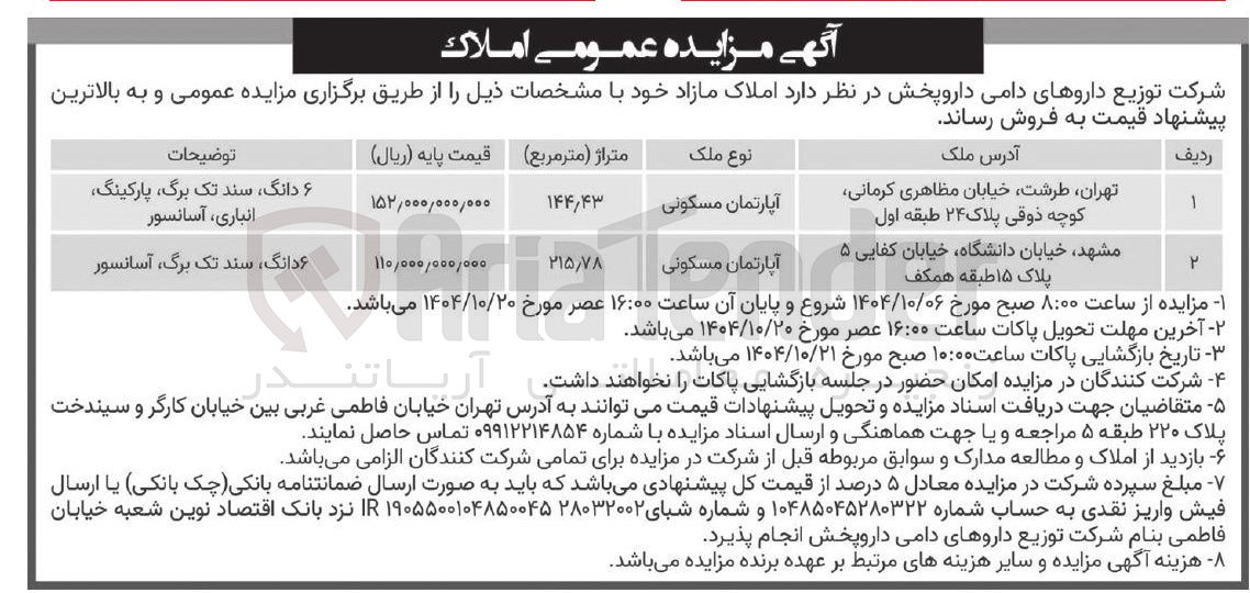 تصویر کوچک آگهی املاک مازاد 