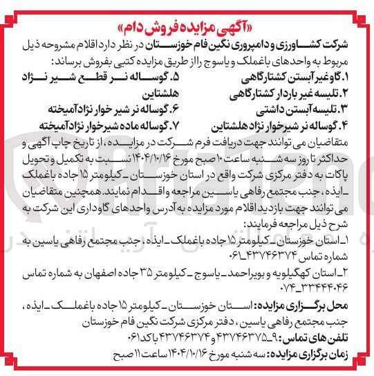 تصویر کوچک آگهی  فروش دام