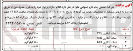 تصویر کوچک آگهی فروش اقلام