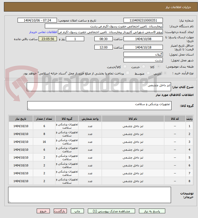 تصویر کوچک آگهی لنز داخل چشمی