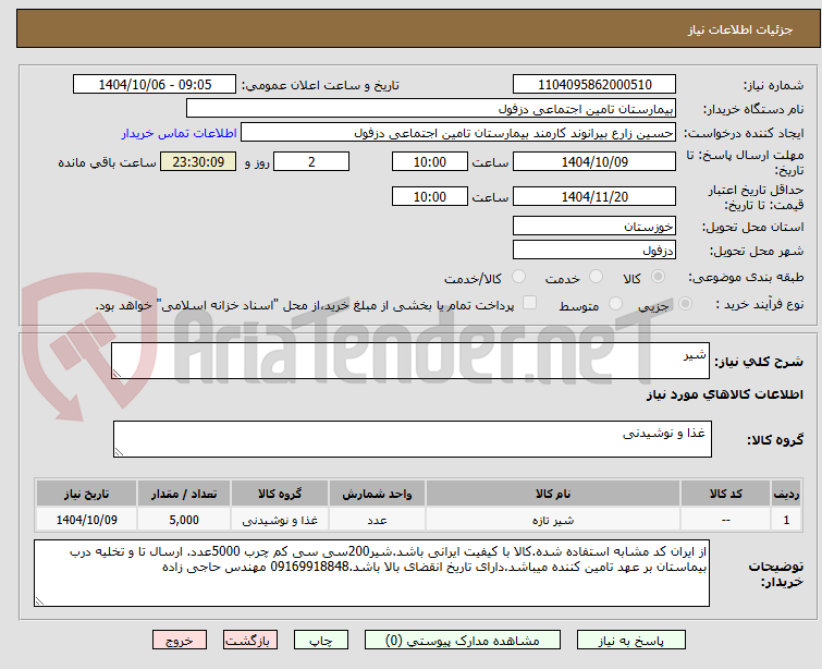 تصویر کوچک آگهی شیر