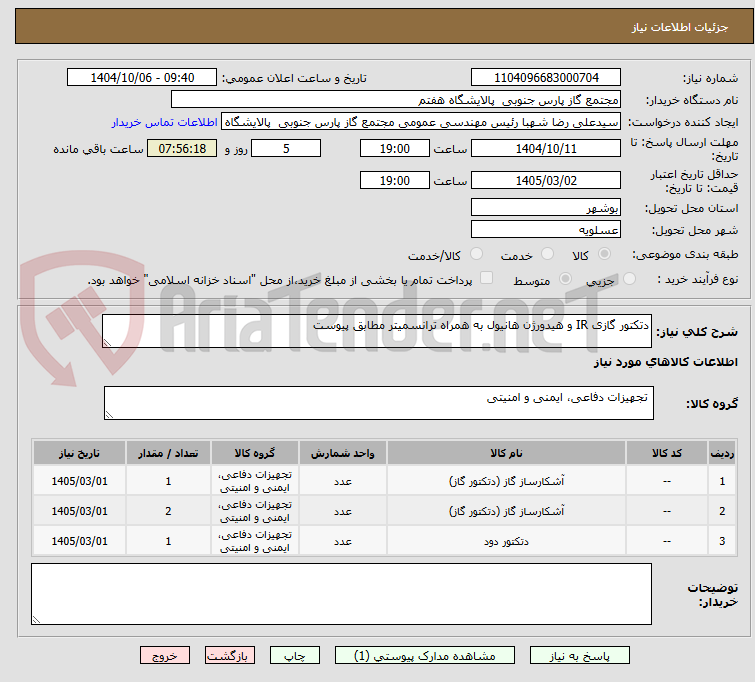 تصویر کوچک آگهی دتکتور گازی IR و هیدورژن هانیول به همراه ترانسمیتر مطابق پیوست